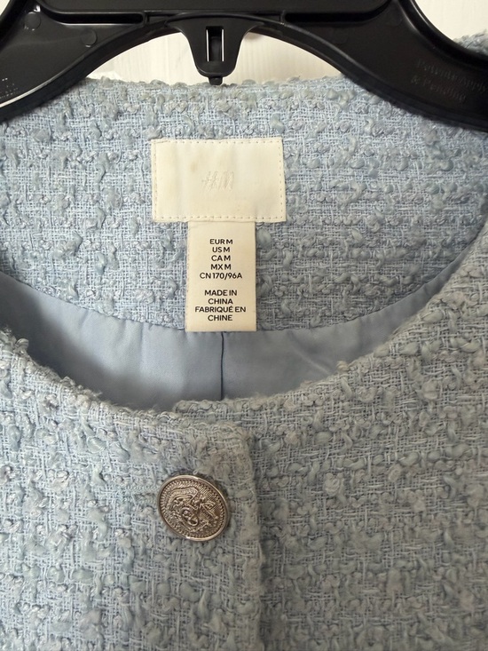 H&M Light Blue Bouclé Cropped Blazer - Picture 3 of 4